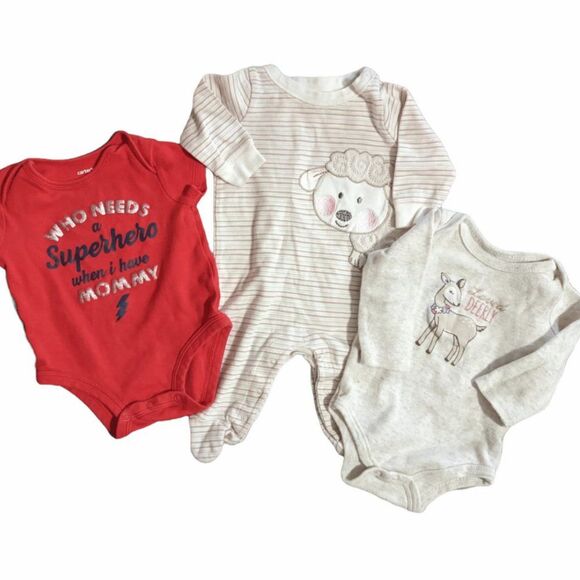 Baby Girl Lamb Superhero Deer Animal Bodysuit Set, 0-3M - Picture 1 of 8